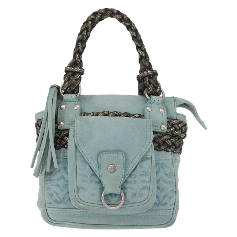 Loewe Anagram Suede Handbag Turquoise Blue